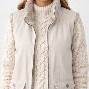 Reversible cotton vest with faux fur lining, two front patch pockets, Old Navy